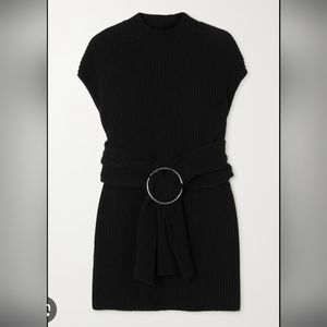 Ribbed knit belted tunic